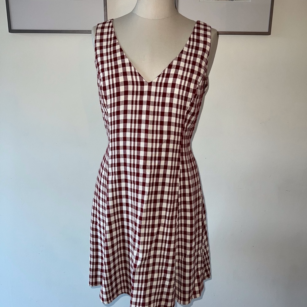 Reformation Red & Cream Checkered Dress